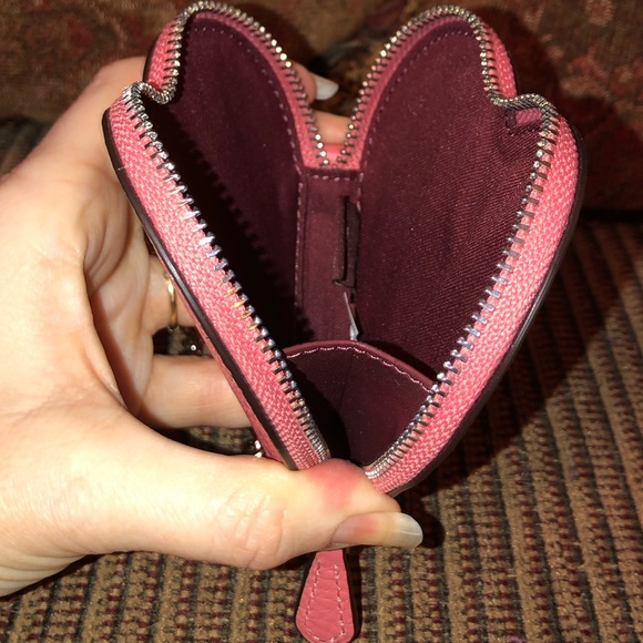 NWT-Coach-Leather ❤️ Heart 💖 Coin Purse-Be Mine/XOXO-Red & Pink-Bag Charm - Picture 7 of 14